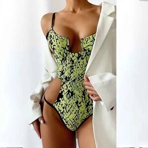 Michael Costello x Revolve Granger One Piece Swimsuit Snake Print‎ Sexy Swimwear